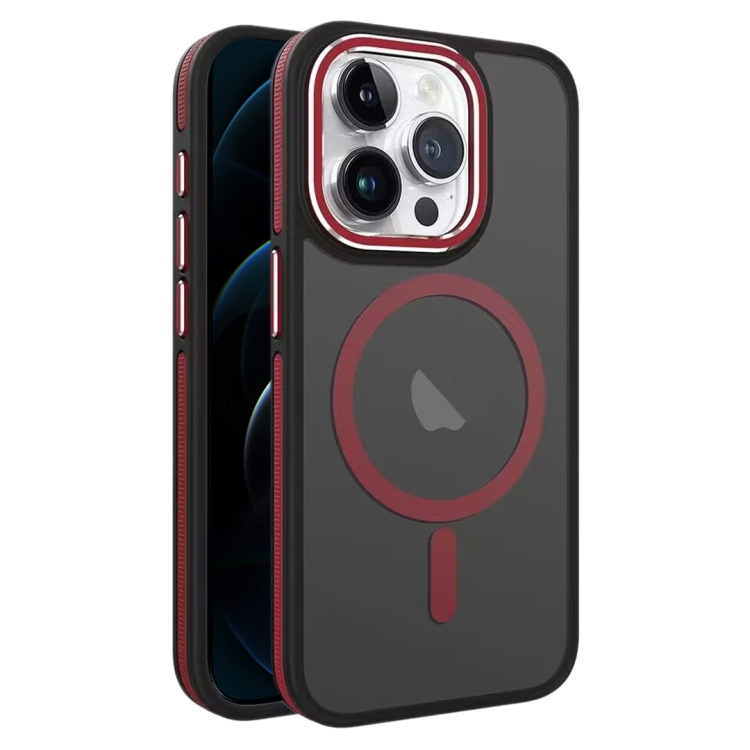 

For iPhone 12 Pro Max Two-color Frosted MagSafe Magnetic Phone Case(Red)