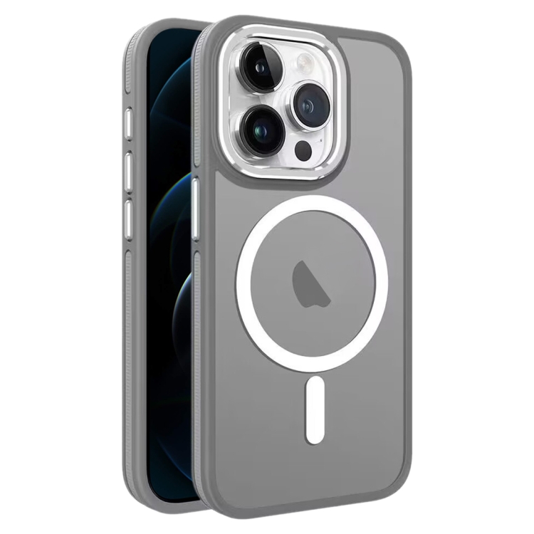 

For iPhone 12 Pro Max Two-color Frosted MagSafe Magnetic Phone Case(Grey)