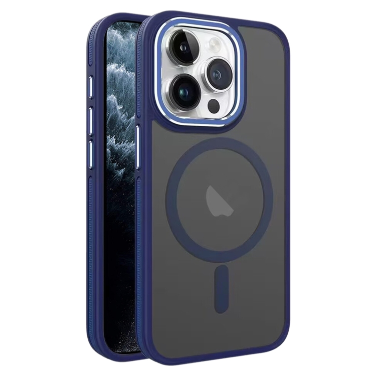 

For iPhone 11 Pro Max Two-color Frosted MagSafe Magnetic Phone Case(Blue)