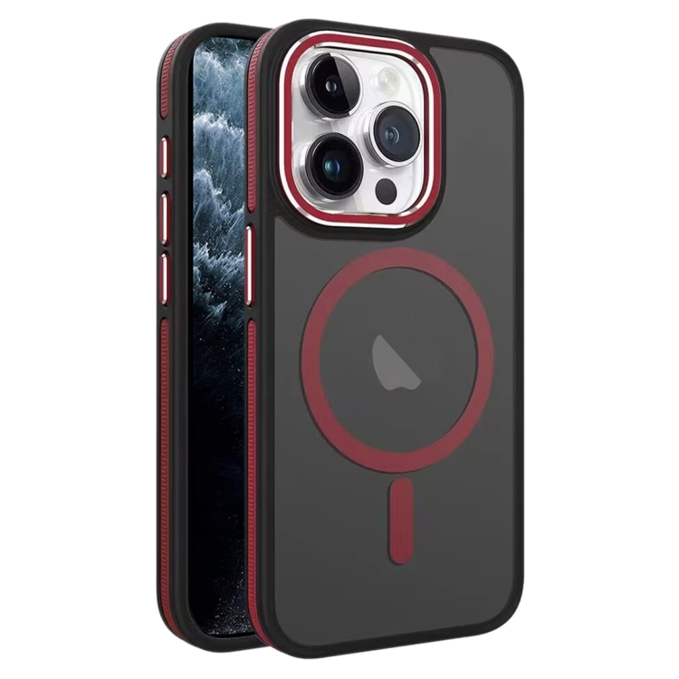 

For iPhone 11 Pro Max Two-color Frosted MagSafe Magnetic Phone Case(Red)