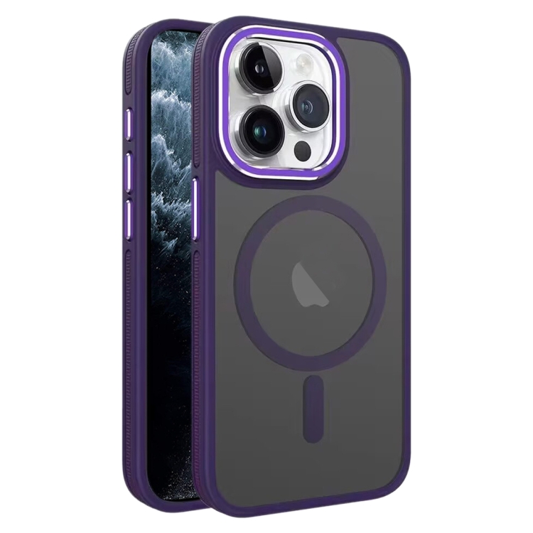 

For iPhone 11 Pro Max Two-color Frosted MagSafe Magnetic Phone Case(Purple)