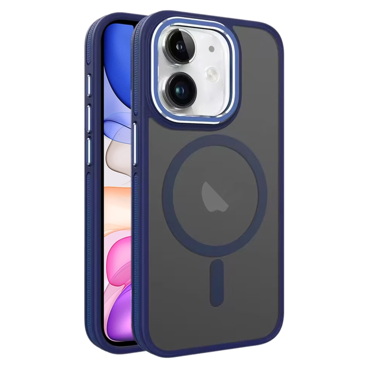 

For iPhone 11 Two-color Frosted MagSafe Magnetic Phone Case(Blue)