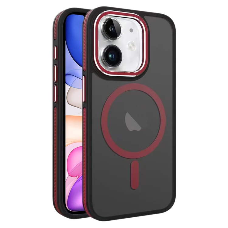 

For iPhone 11 Two-color Frosted MagSafe Magnetic Phone Case(Red)