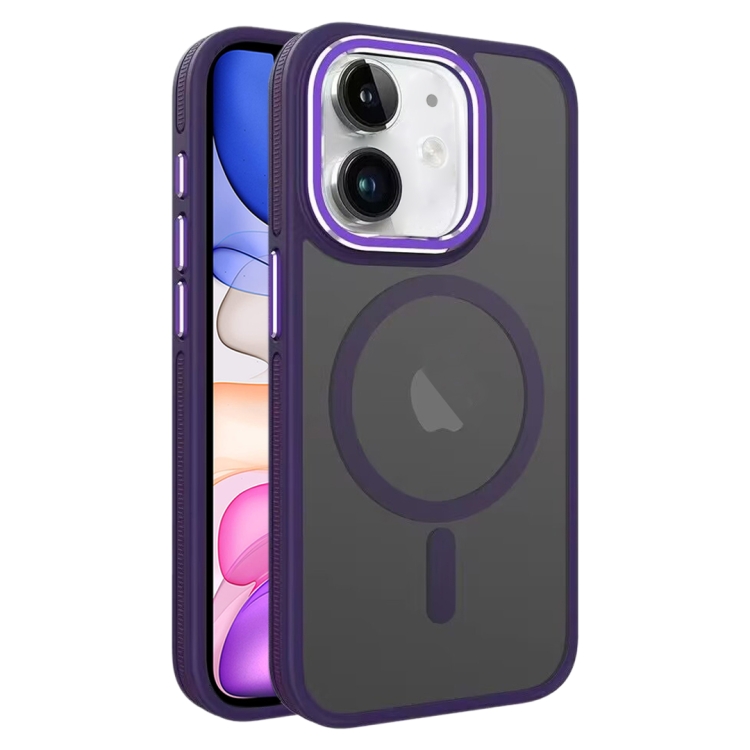 

For iPhone 11 Two-color Frosted MagSafe Magnetic Phone Case(Purple)