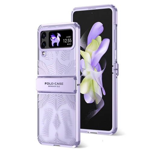 

For Samsung Galaxy Z Flip4 5G Angel Wings Electroplated Frosted Phone Case(Purple)