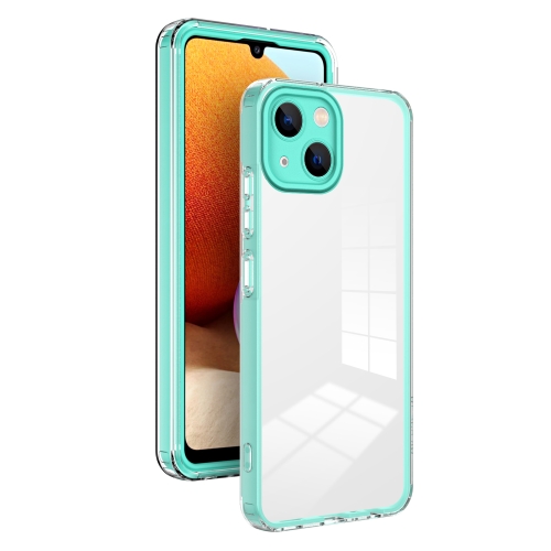 

For iPhone 15 Plus 3 in 1 Clear TPU Color PC Frame Phone Case(Light Green)