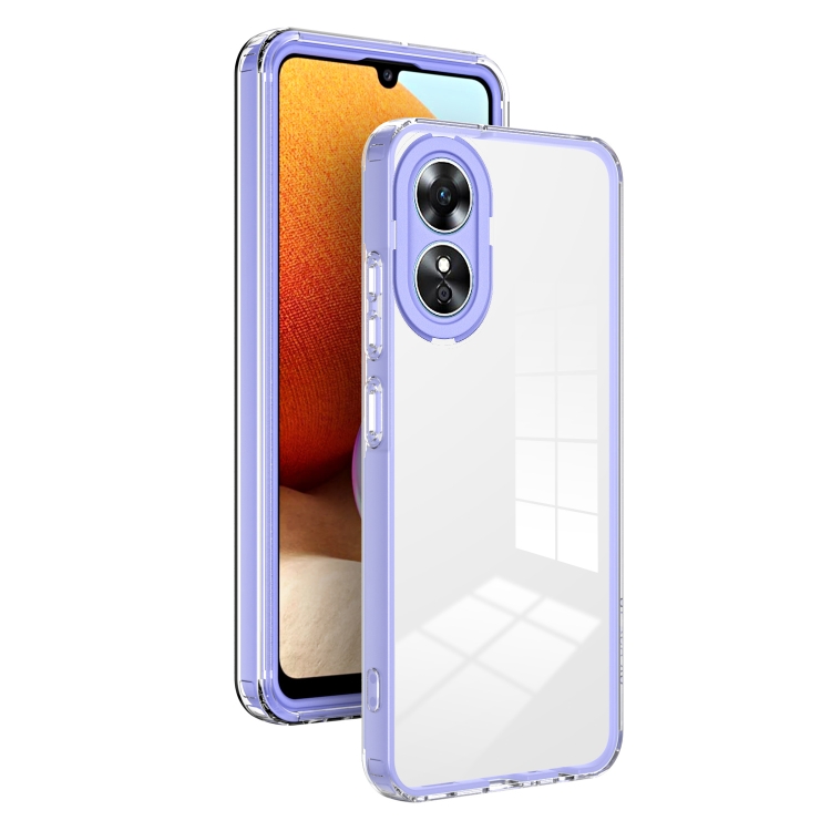 

For OPPO A38 3 in 1 Clear TPU Color PC Frame Phone Case(Purple)