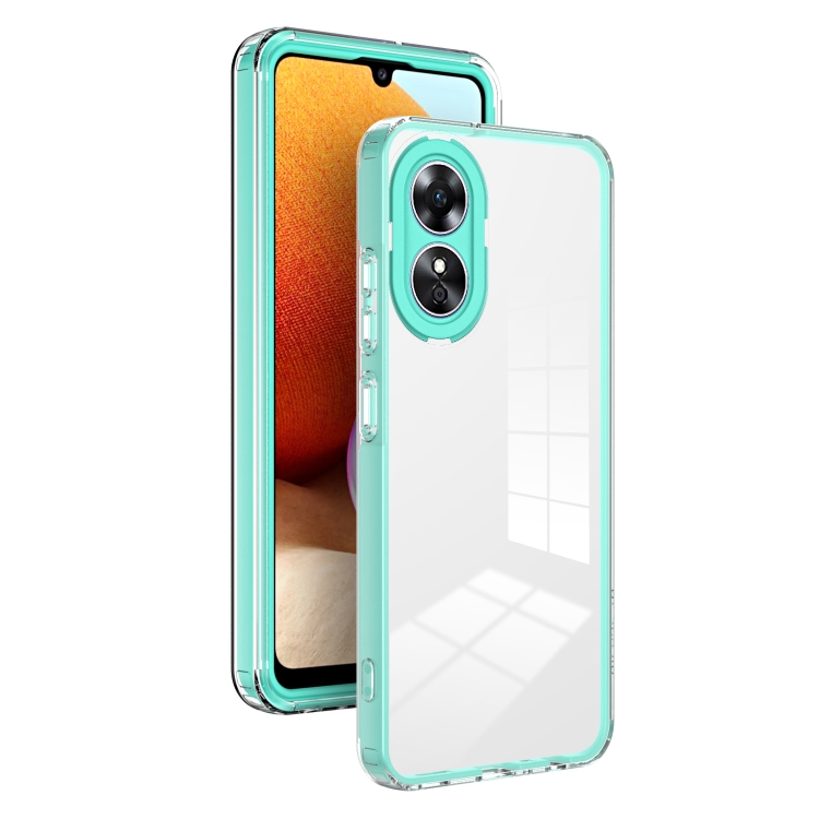 

For OPPO A98 3 in 1 Clear TPU Color PC Frame Phone Case(Light Green)
