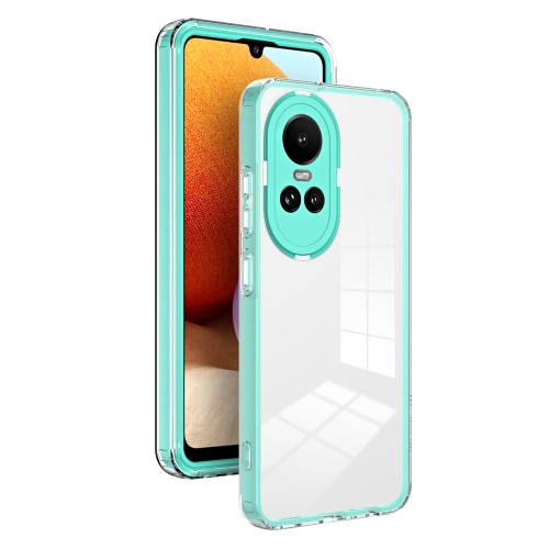 

For OPPO Reno10 5G/Reno10 Pro 5G 3 in 1 Clear TPU Color PC Frame Phone Case(Light Green)