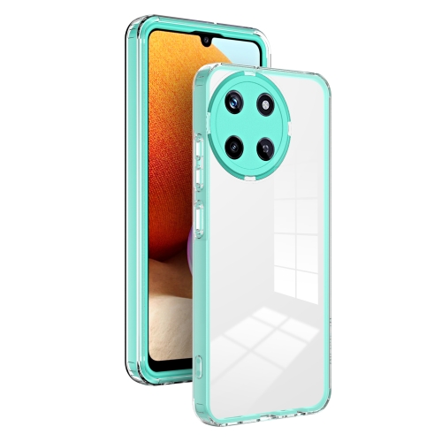 For Realme 11 3 in 1 Clear TPU Color PC Frame Phone Case(Light Green) 