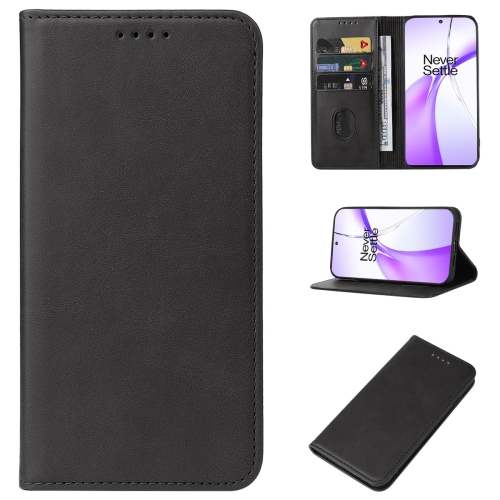 For OnePlus Ace 3V Magnetic Closure Leather Phone Case(Black) for oneplus 12 5g drawing pattern leather phone case plum blossom