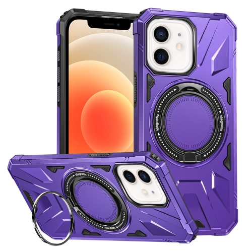 

For iPhone 12/12 Pro MagSafe Magnetic Shockproof Phone Case with Ring Holder(Purple)