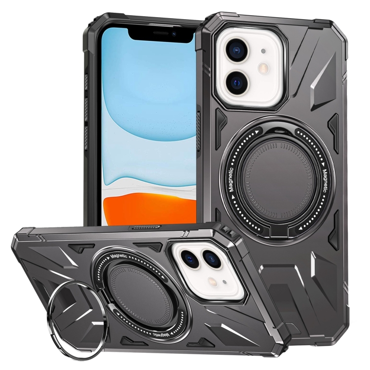 

For iPhone 11 MagSafe Magnetic Shockproof Phone Case with Ring Holder(Dark Grey)