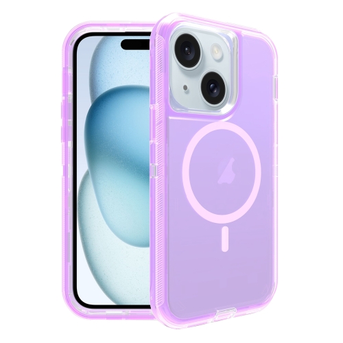 

For iPhone 15 Plus Shockproof MagSafe Magnetic Phone Case(Transparent Purple)