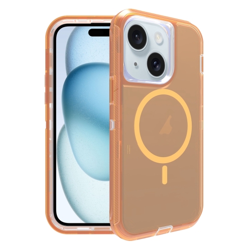 For iPhone 15 Shockproof MagSafe Magnetic Phone Case(Transparent Gold) for nokia g42 5g shockproof non slip thickening tpu phone case transparent