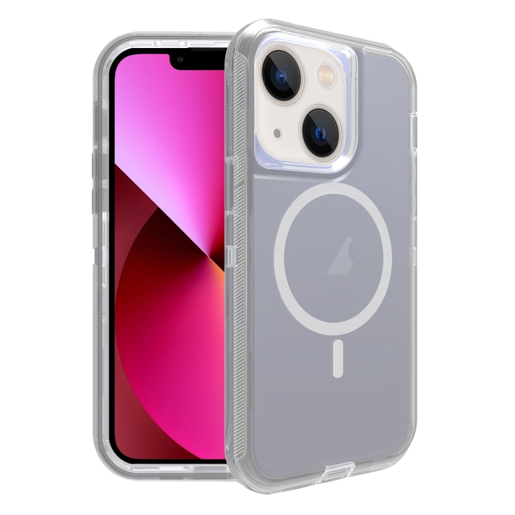 

For iPhone 13 Shockproof MagSafe Magnetic Phone Case(Transparent Grey)