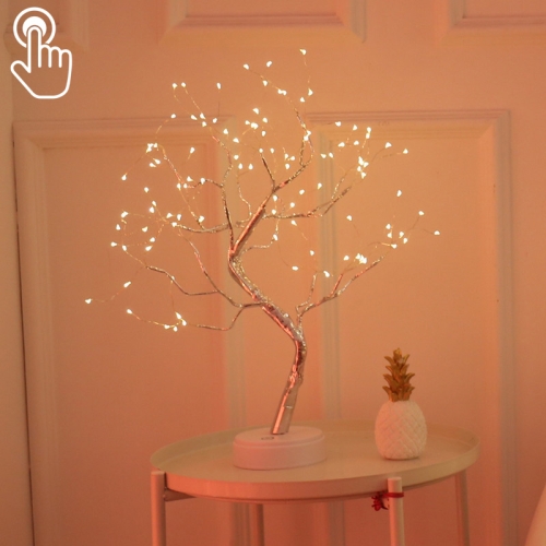

108 LEDs Copper Wire Tree Table Lamp Creative Decoration Touch Control Night Light (Warm White Light)