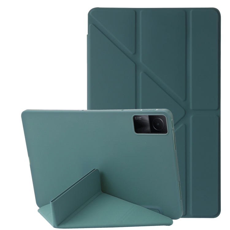 

For Xiaomi Redmi Pad SE Deformation Silicone Leather Tablet Case(Deep Green)