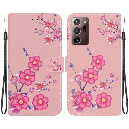 

For Samsung Galaxy Note20 Ultra Crystal Texture Colored Drawing Leather Phone Case(Cherry Blossoms)