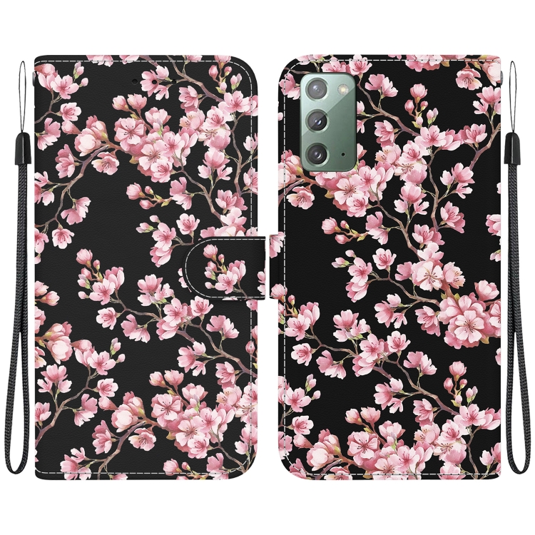 

For Samsung Galaxy Note20 Crystal Texture Colored Drawing Leather Phone Case(Plum Bossom)