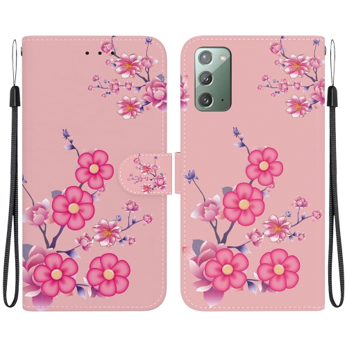 

For Samsung Galaxy Note20 Crystal Texture Colored Drawing Leather Phone Case(Cherry Blossoms)