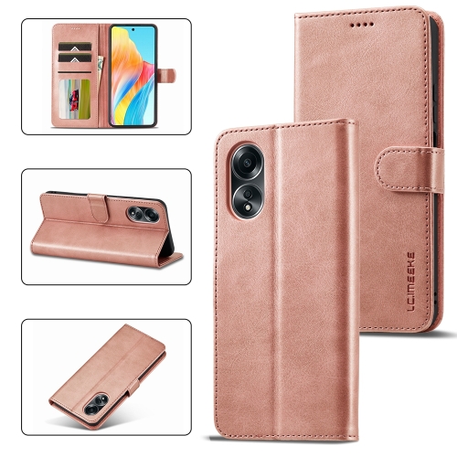 

For OPPO A18 4G / A38 4G LC.IMEEKE Calf Texture Horizontal Flip Leather Case(Rose Gold)