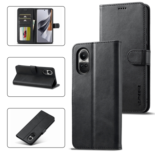 

For OPPO Reno10 / Reno10 Pro 5G Global LC.IMEEKE Calf Texture Horizontal Flip Leather Case(Black)