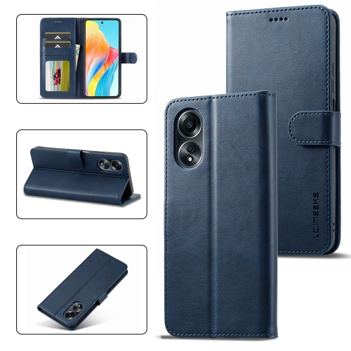 

For OPPO Reno8 T 4G LC.IMEEKE Calf Texture Horizontal Flip Leather Case(Blue)