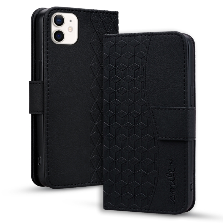 

For iPhone 11 Business Diamond Buckle Leather Phone Case with Lanyard(Black)