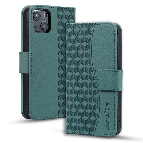 

For iPhone 14 Business Diamond Buckle Leather Phone Case with Lanyard(Green)