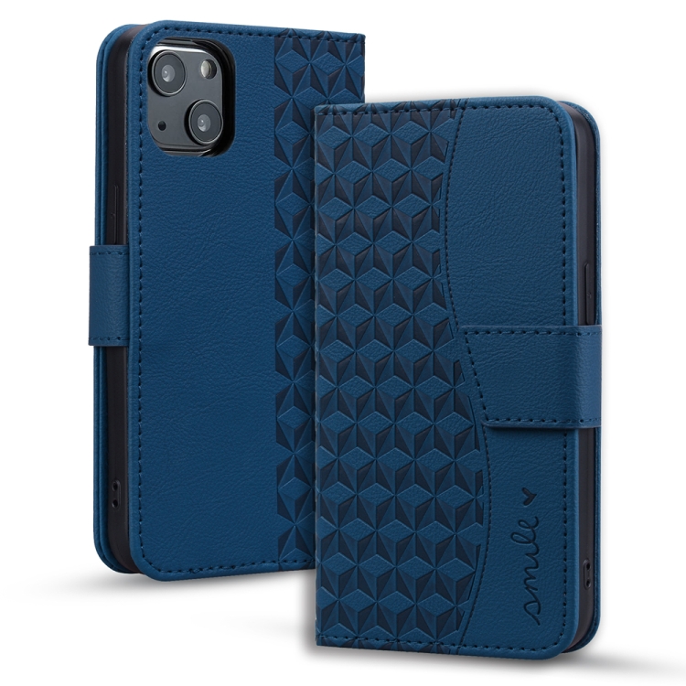 

For iPhone 14 Plus Business Diamond Buckle Leather Phone Case with Lanyard(Royal Blue)
