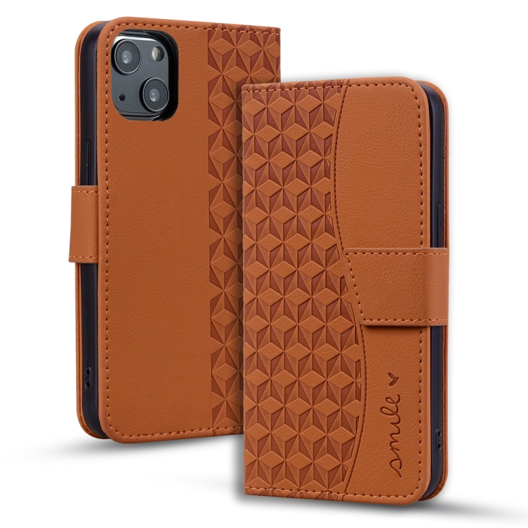 

For iPhone 15 Business Diamond Buckle Leather Phone Case with Lanyard(Brown)