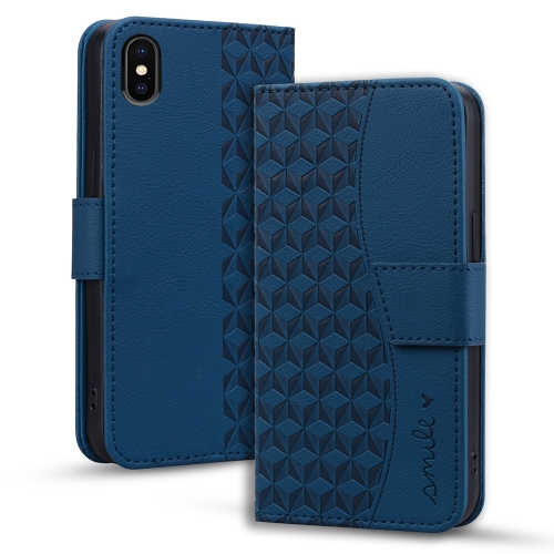 

For iPhone XS Max Business Diamond Buckle Leather Phone Case with Lanyard(Royal Blue)