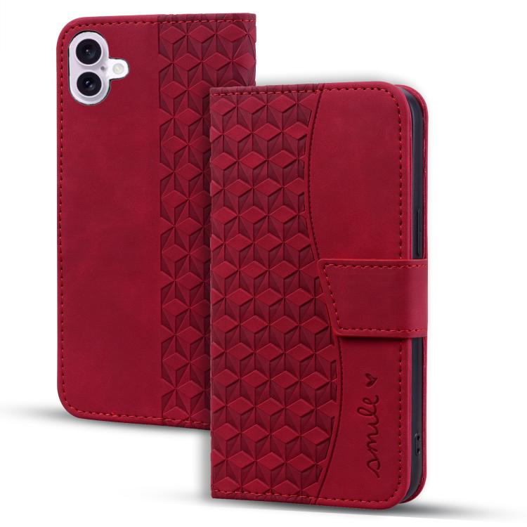 

For iPhone 17 Business Diamond Buckle Leather Phone Case with Lanyard(Wine Red)