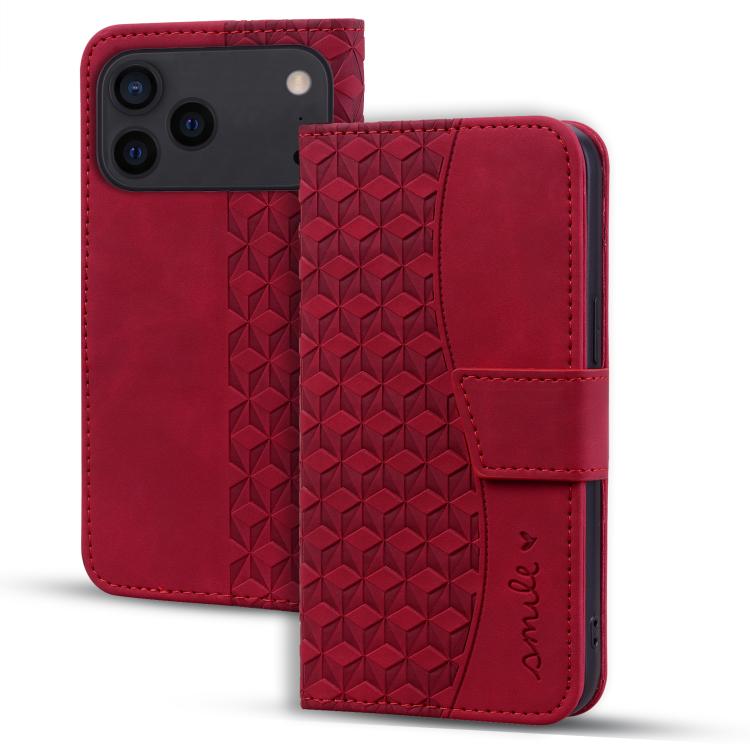 

For iPhone 17 Pro Business Diamond Buckle Leather Phone Case with Lanyard(Wine Red)