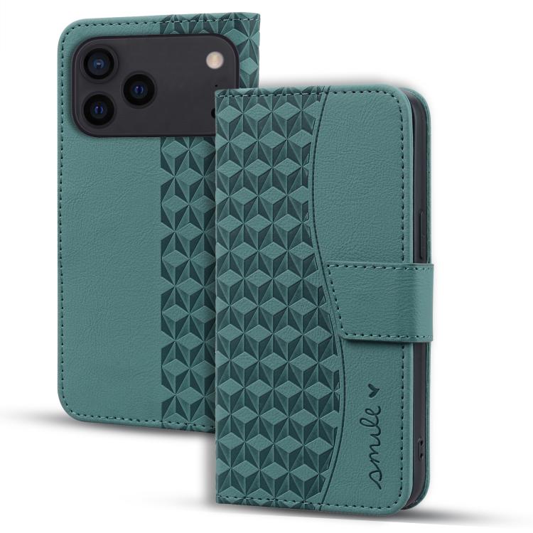

For iPhone 17 Pro Max Business Diamond Buckle Leather Phone Case with Lanyard(Green)
