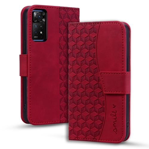 

For Xiaomi Redmi Note 11 Pro 4G Business Diamond Buckle Leather Phone Case with Lanyard(Wine Red)