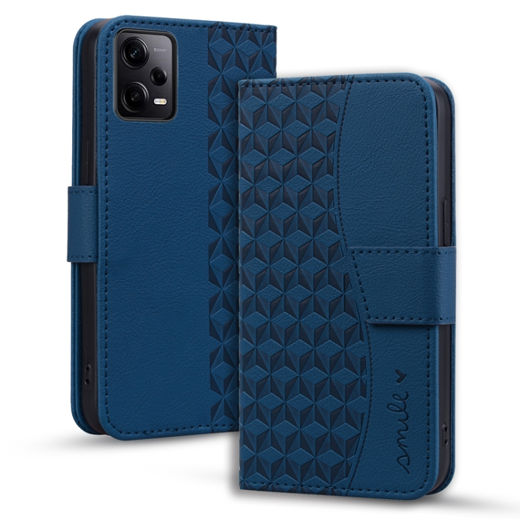 

For Xiaomi Redmi Note 12 5G Global Business Diamond Buckle Leather Phone Case with Lanyard(Royal Blue)
