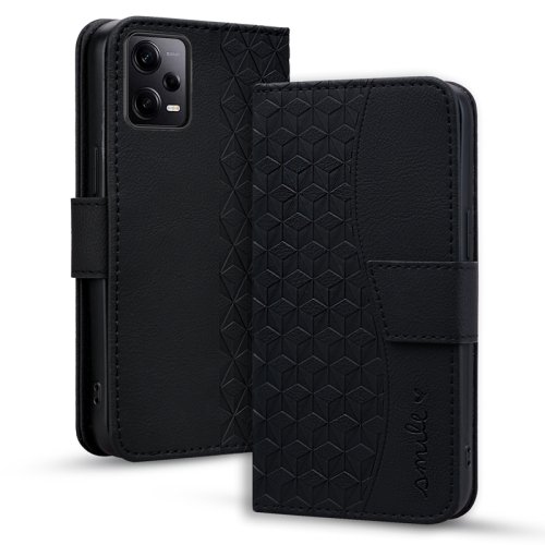 

For Xiaomi Redmi Note 12 5G Global Business Diamond Buckle Leather Phone Case with Lanyard(Black)