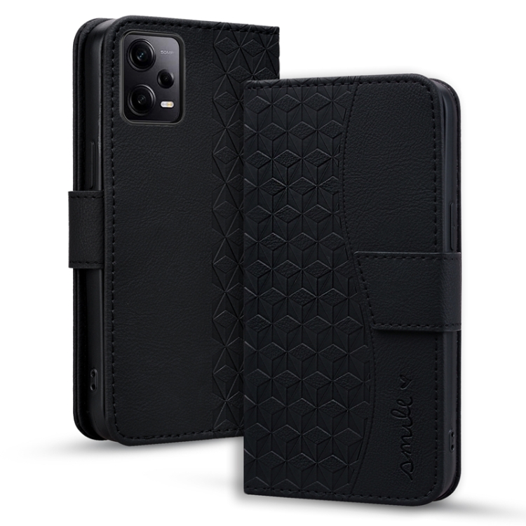 

For Xiaomi Redmi Note 12 Pro 5G Global Business Diamond Buckle Leather Phone Case with Lanyard(Black)