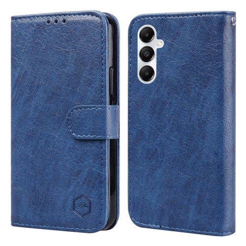 

For Samsung Galaxy A15 Skin Feeling Oil Leather Texture PU + TPU Phone Case(Dark Blue)