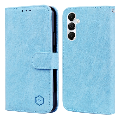 

For Samsung Galaxy A15 Skin Feeling Oil Leather Texture PU + TPU Phone Case(Light Blue)