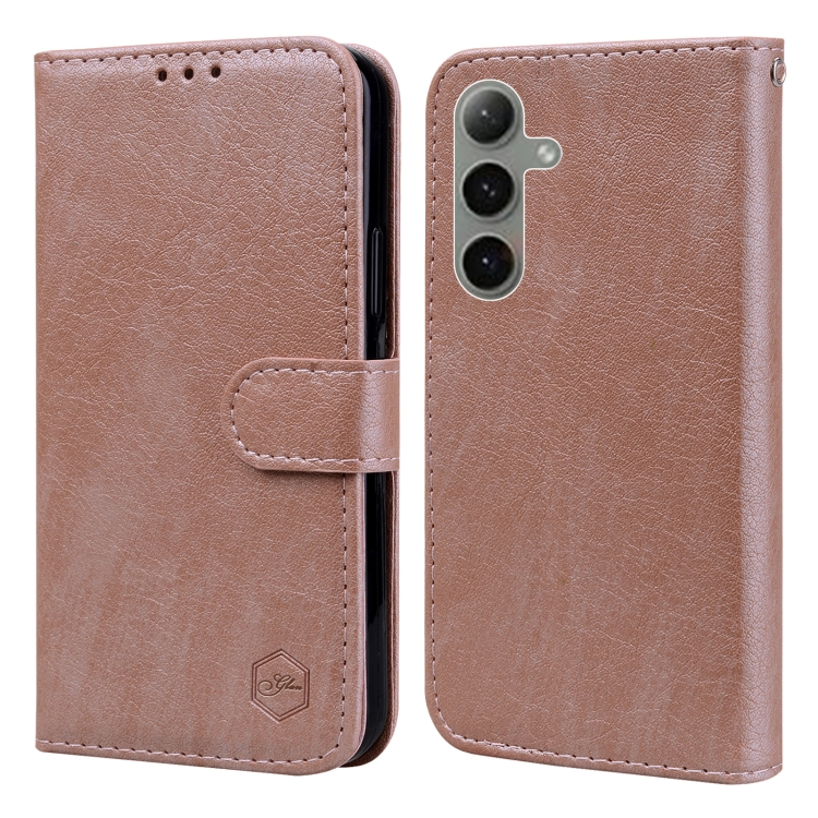 

For Samsung Galaxy S24+ 5G Skin Feeling Oil Leather Texture PU + TPU Phone Case(Champagne)