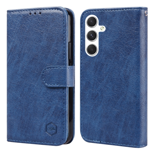 

For Samsung Galaxy S24 5G Skin Feeling Oil Leather Texture PU + TPU Phone Case(Dark Blue)