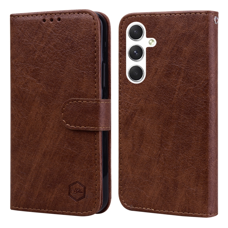 

For Samsung Galaxy S24 5G Skin Feeling Oil Leather Texture PU + TPU Phone Case(Brown)