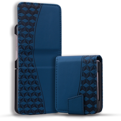 

For Samsung Galaxy Z Flip3 5G Business Diamond Buckle Leather Phone Case with Lanyard(Royal Blue)