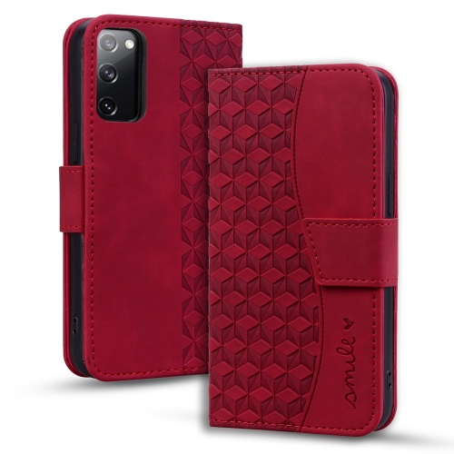 

For Samsung Galaxy S20 FE 5G Diamond Buckle Leather Phone Case with Lanyard(Wine Red)