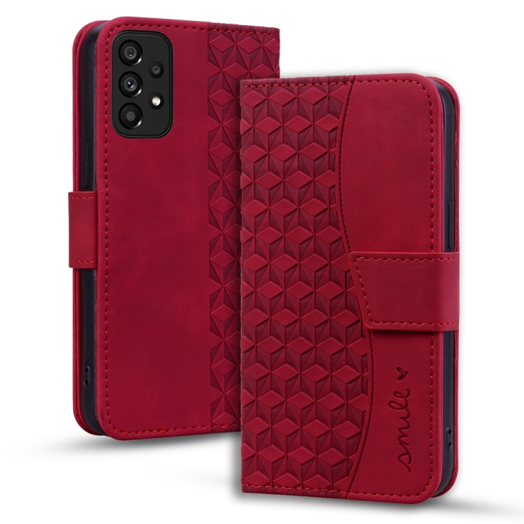 

For Samsung Galaxy A33 5G Diamond Buckle Leather Phone Case with Lanyard(Wine Red)