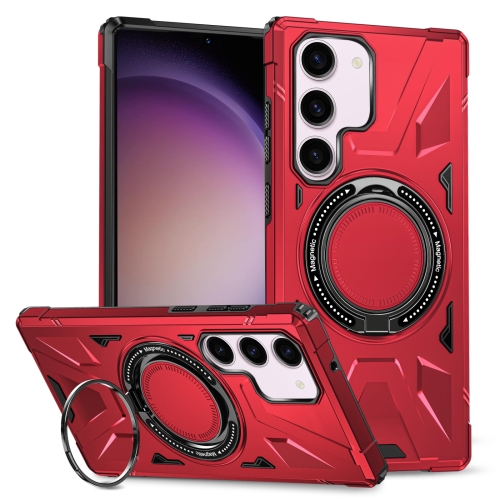 For Samsung Galaxy S23 5G MagSafe Magnetic Shockproof Phone Case with Ring Holder(Red) tattoo wireless power supply tattoo mobile power supply dc1400mah with finger ring voltage adjustment button