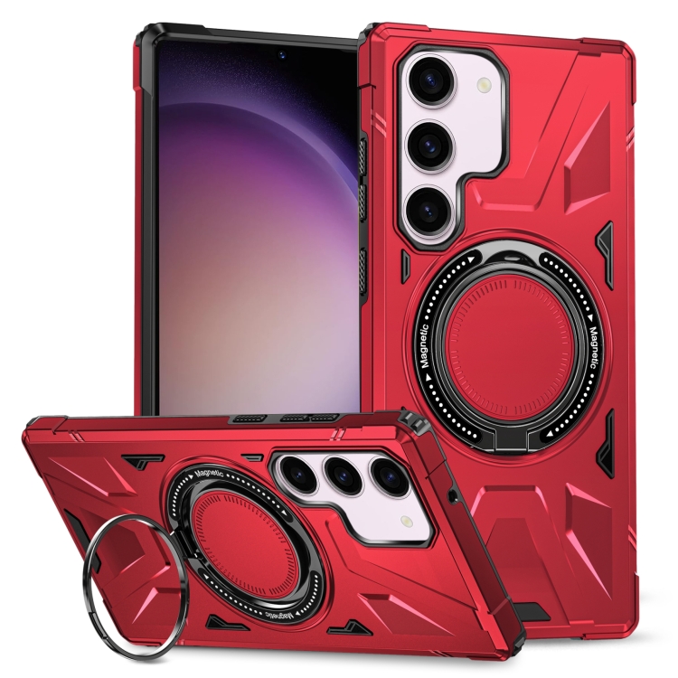 

For Samsung Galaxy S23+ 5G MagSafe Magnetic Shockproof Phone Case with Ring Holder(Red)